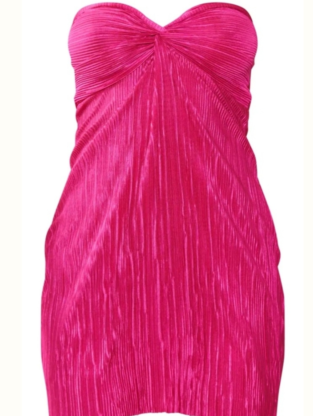 PrettyLittleThing Hot Pink Strapless Pleated Mini Dress